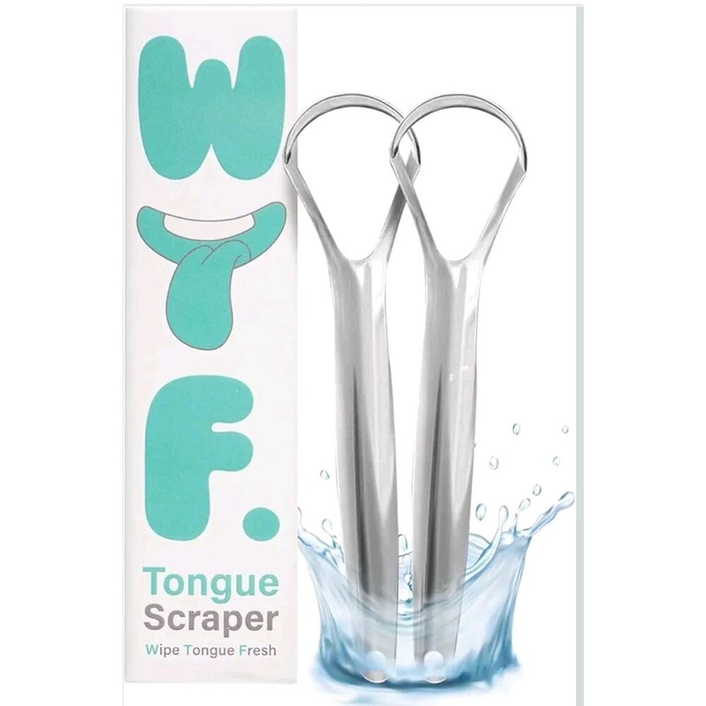 4 Pack Wipe Tongue Fresh Tongue Scraper 100% Stainless Steel Tongue box 1
